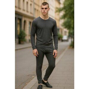 * P & S Gray Thermal Waffle Weave Long Sleeved Base Layer Set  Mens XLARGE